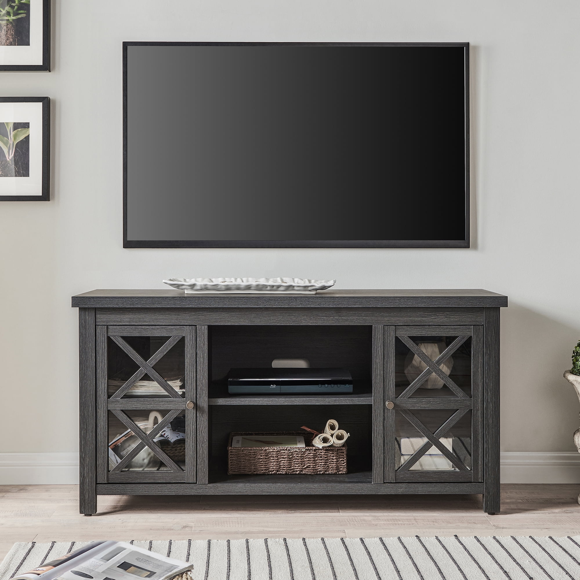 Evelyn&Zoe Colton Rectangular Tv Stand For Tv's Up To 55", Charcoal ... with Thalia Rectangular Tv Stand For Tv's Up To 60 In Charcoal Gray