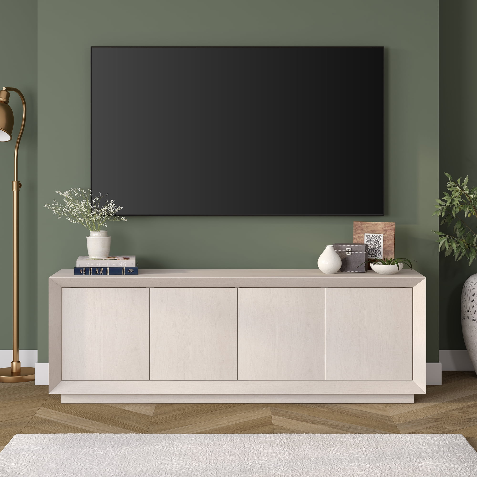Evelyn&Zoe Oswald Rectangular Tv Stand For Tv's Up To 75", Alder White ... pertaining to Oswald Rectangular Tv Stand For Tv's Up To 75 In Alder White