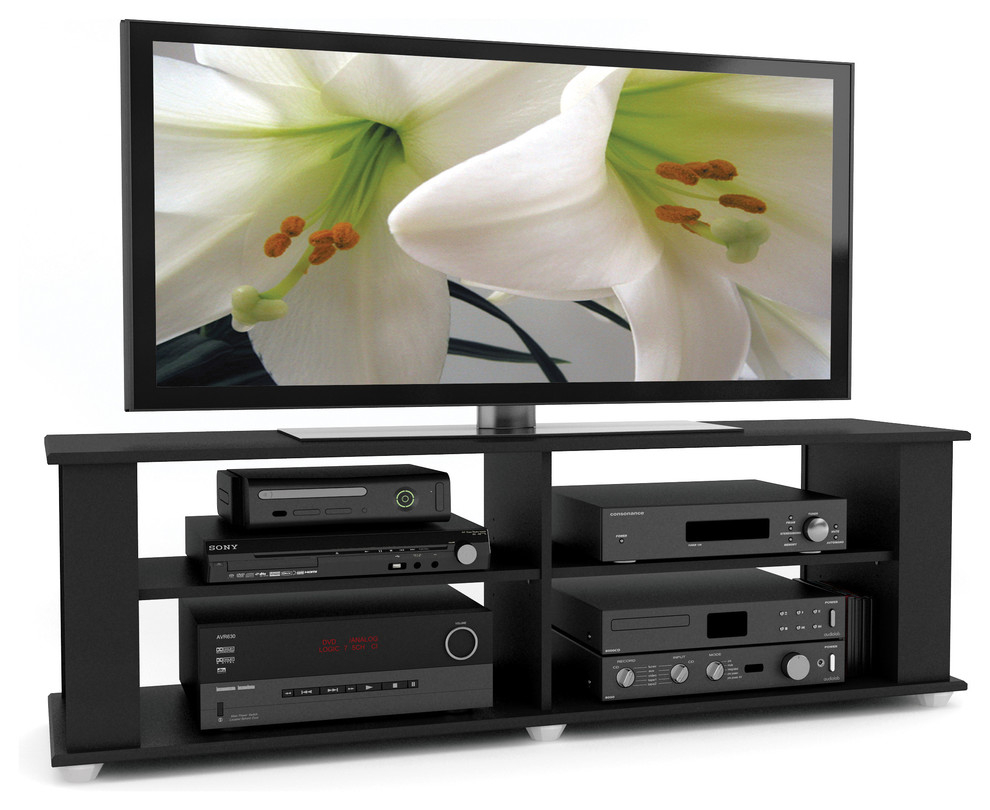 Fillmore 58" Ravenwood Black Tv And Component Stand - Contemporary ... inside Fillmore 58" Ravenwood Black Tv And Component Stand