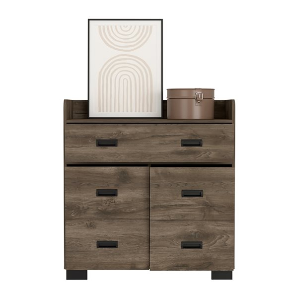 Fm Furniture Anemone Dark Brown 5-Drawer Standard Dresser Fm7153Clb | Rona throughout Integrating the Anemone Dresser Dark Brown Into Your Home Decor Schemes