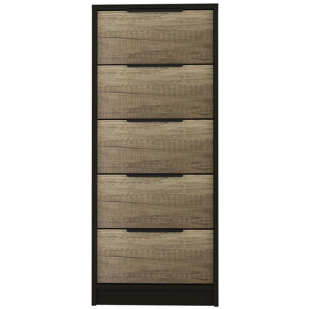 Fm Furniture Llc Washington 5 Drawer Dresser ,Black / Light Oak ... intended for Washington 5 Drawer Dresser With Metal Handles, White/ Light Oak