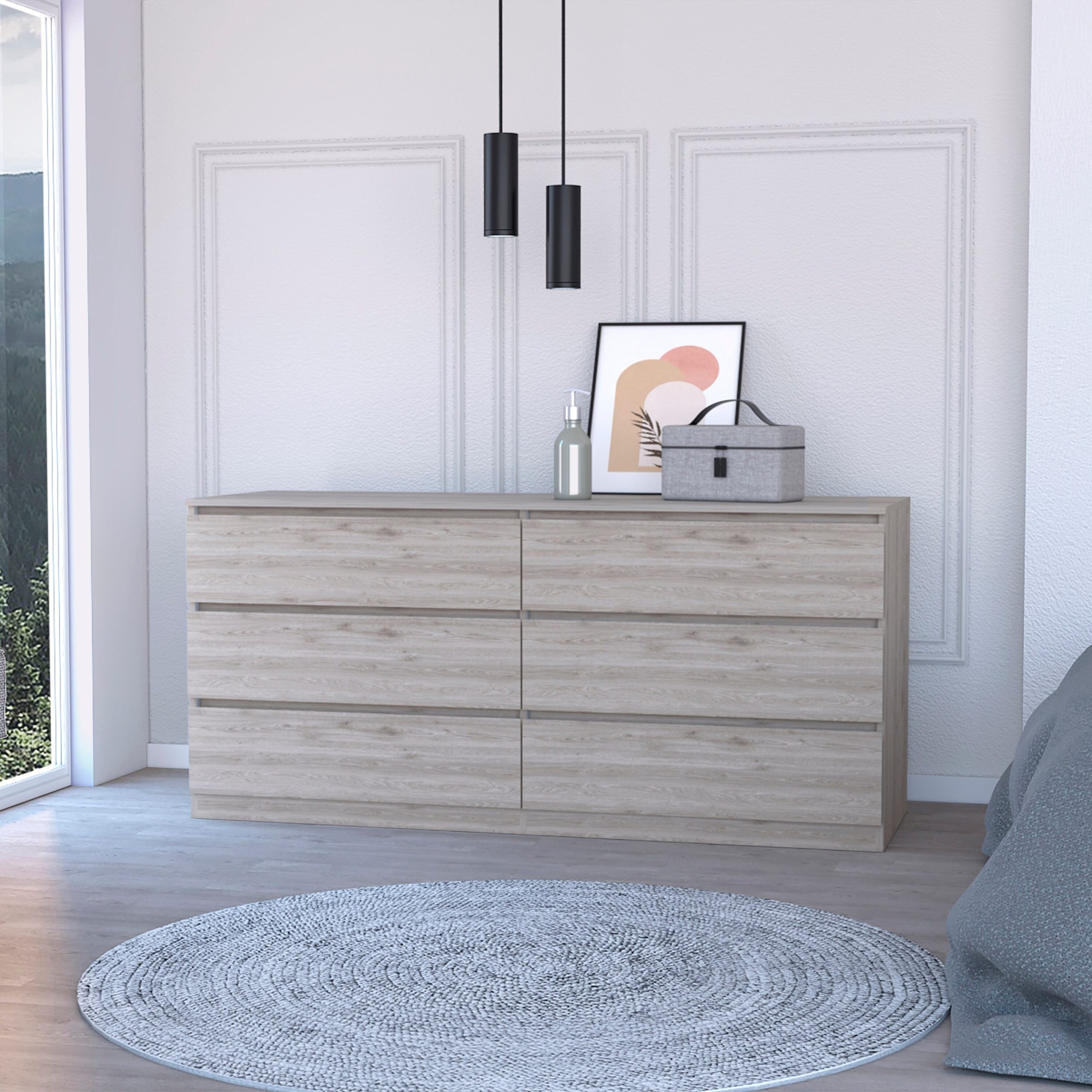 Fm Furniture Seul Modern Minimal Six Drawer Double Dresser With ... inside Craftsmanship Meets Functionality: The Evolution of the Seul Double Dresser