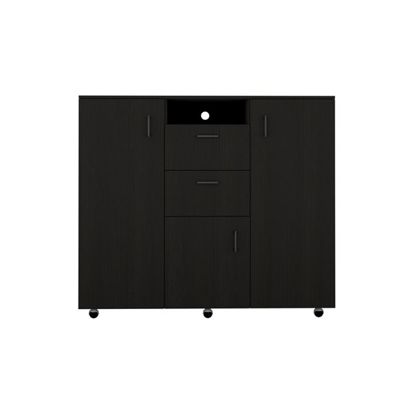 Fm Furniture Sicilia Black 2-Drawer Combo Dresser Fm6470Clw | Rona throughout Sicilia Cabinet Dresser With 2 Drawers, Open Shelf, Rod, And 4 Casters, Black