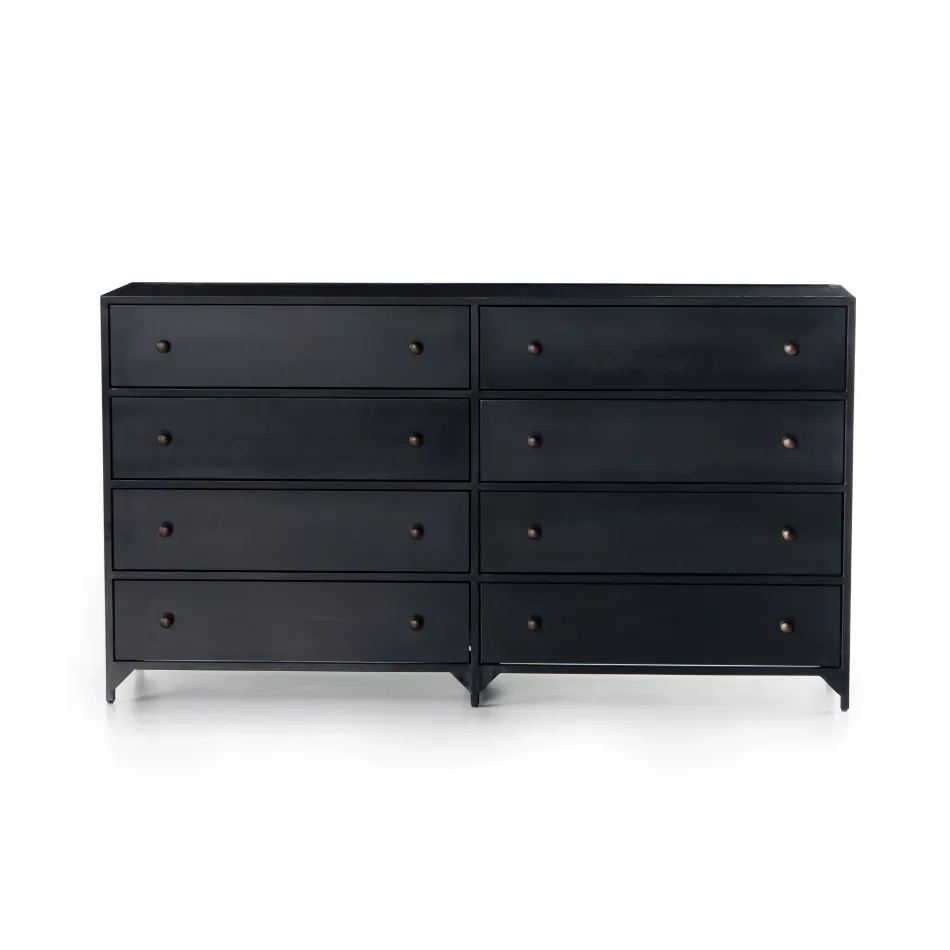 Four Hands Belmont 8 Drawer Metal Dresser Black | Gracious Style pertaining to Black Dresser Trends in Modern Home Interiors