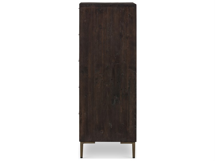 Four Hands Wyeth 5-Drawers Dark Carbon Antique Brass Black Pine Wood ... with regard to Wyeth 5 Drawer Dresser, Dark Carbon