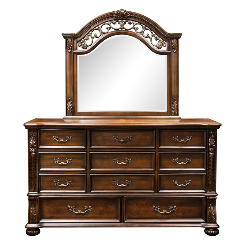 Furniture Of America Eleo Solid Wood 2-Piece Dresser And Mirror In ... intended for Design considerations for incorporating a dresser with mirror into your home