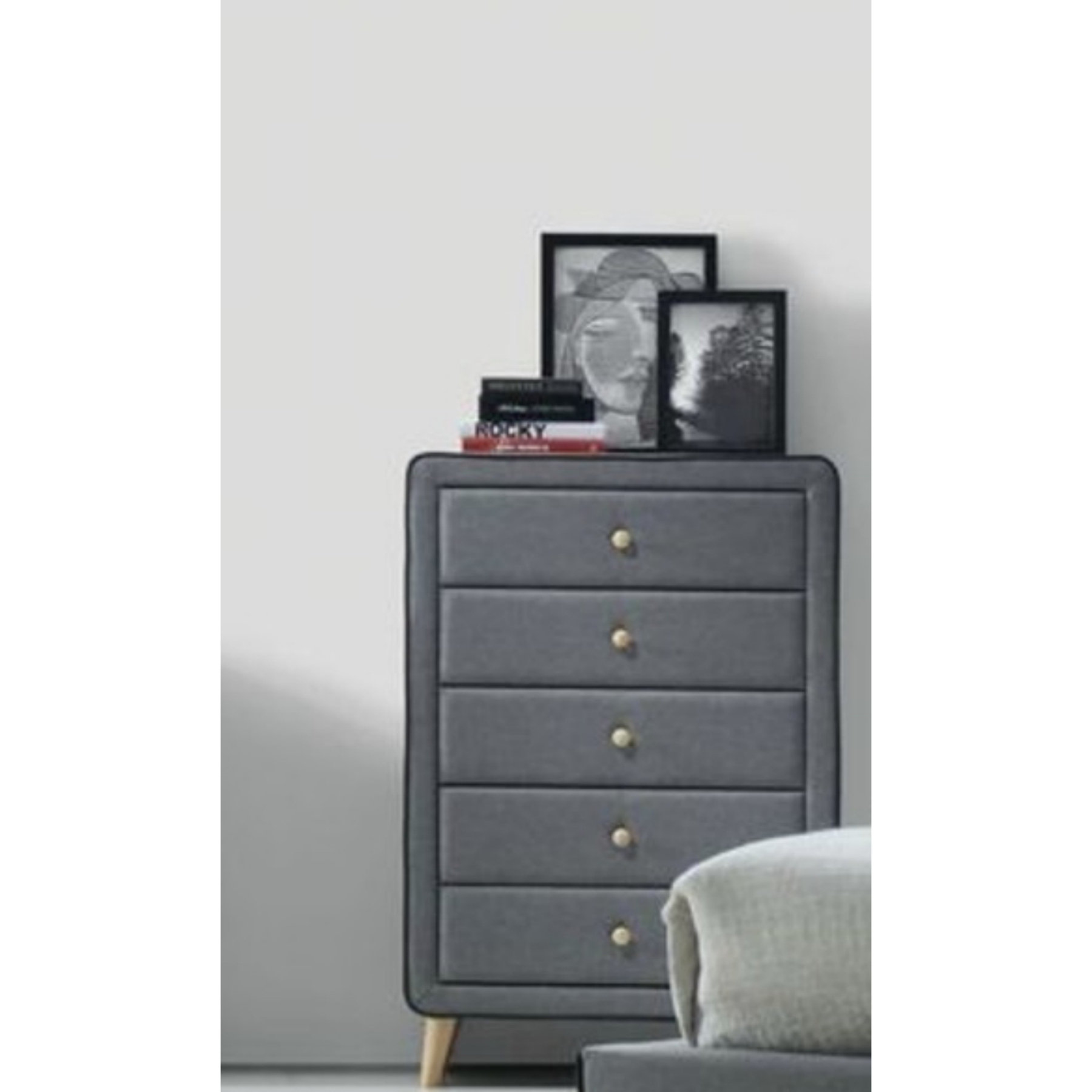 George Oliver Valda Light Gray Fabric Chest | Wayfair with regard to Insights from an Expert on Choosing the Right Upholstered Chest Valda's Light Gray Option