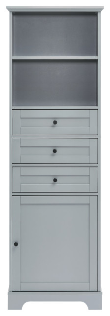 Gewnee White Tall Storage Cabinet - Transitional - Bathroom Cabinets ... with Gewnee Freestanding Tall Cupboard Storage Cabinet