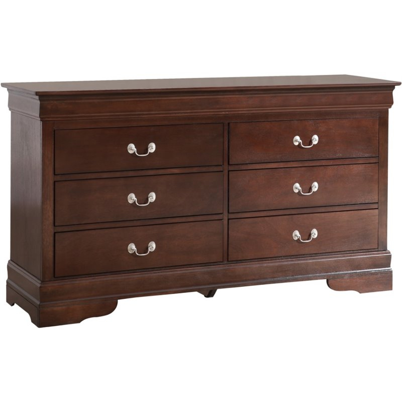 Glory Furniture Louis Phillipe 6 Drawer Dresser In Cappuccino | Cymax ... pertaining to Glory Furniture Louis Phillipe 6 Drawer Dresser In Cappuccino