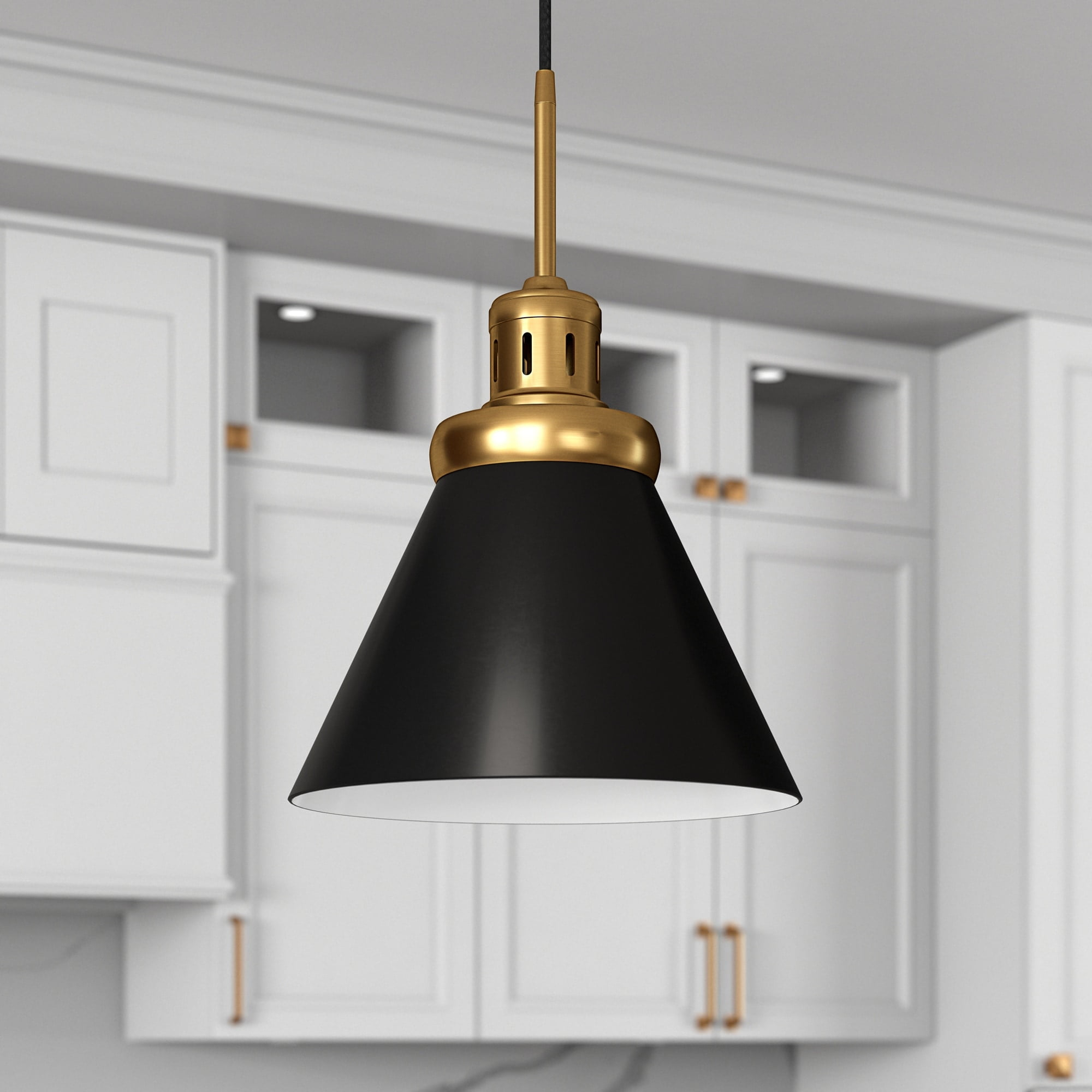 Henn&Hart 17" Brushed Brass/Blackened Bronze Pendant - Walmart.com intended for Zeno 8.5 Pendant Understanding Blackened Bronze Finishes