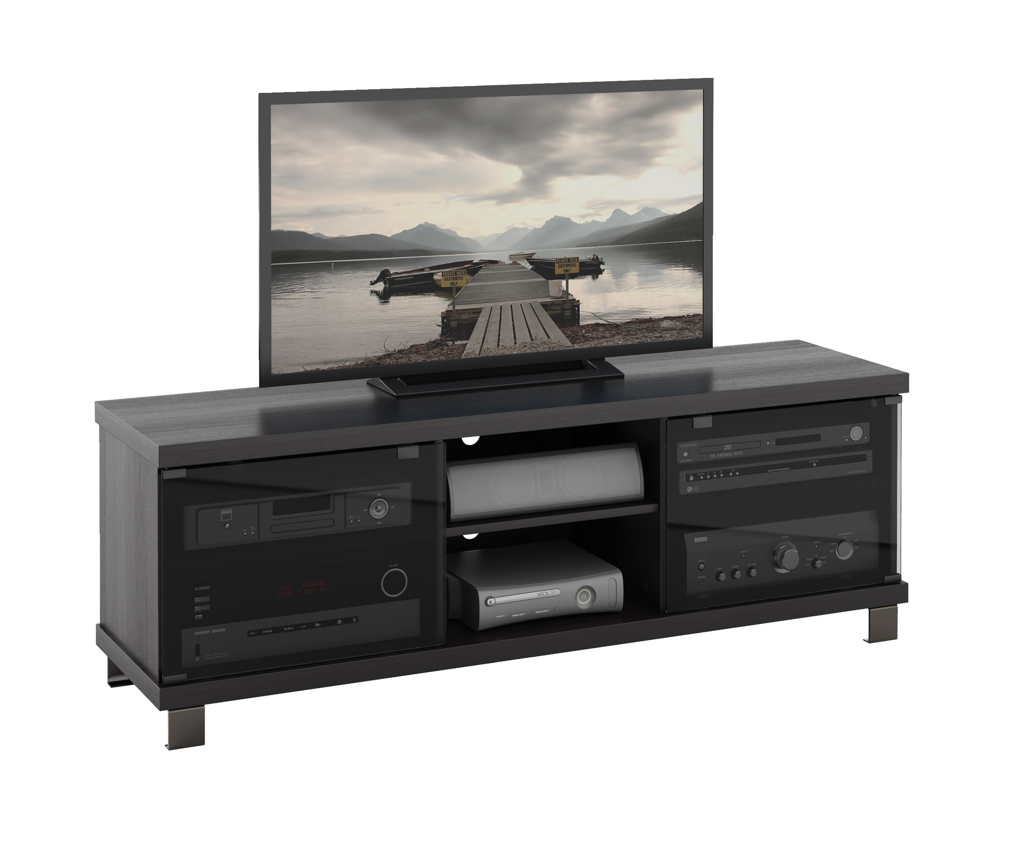 Holland 59" Tv And Component Bench, Ravenwood Black - Transitional ... with regard to Fillmore 58" Ravenwood Black Tv And Component Stand