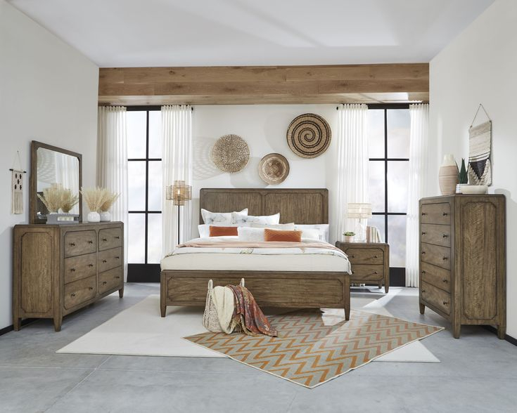 Hollis Toffee Panel Bedroom Set within Hollis Dresser And Mirror, Toffee Brown