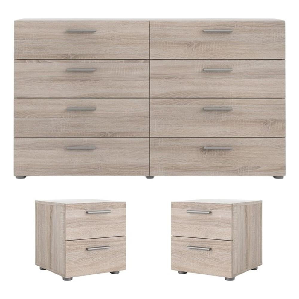 Home Square 3 Piece Truffle Bedroom Set With 8 Drawer Dresser And Two 2 ... inside Elegant 8 Drawer Dresser In Truffle Oak For Modern Bedroom Storage Solutions