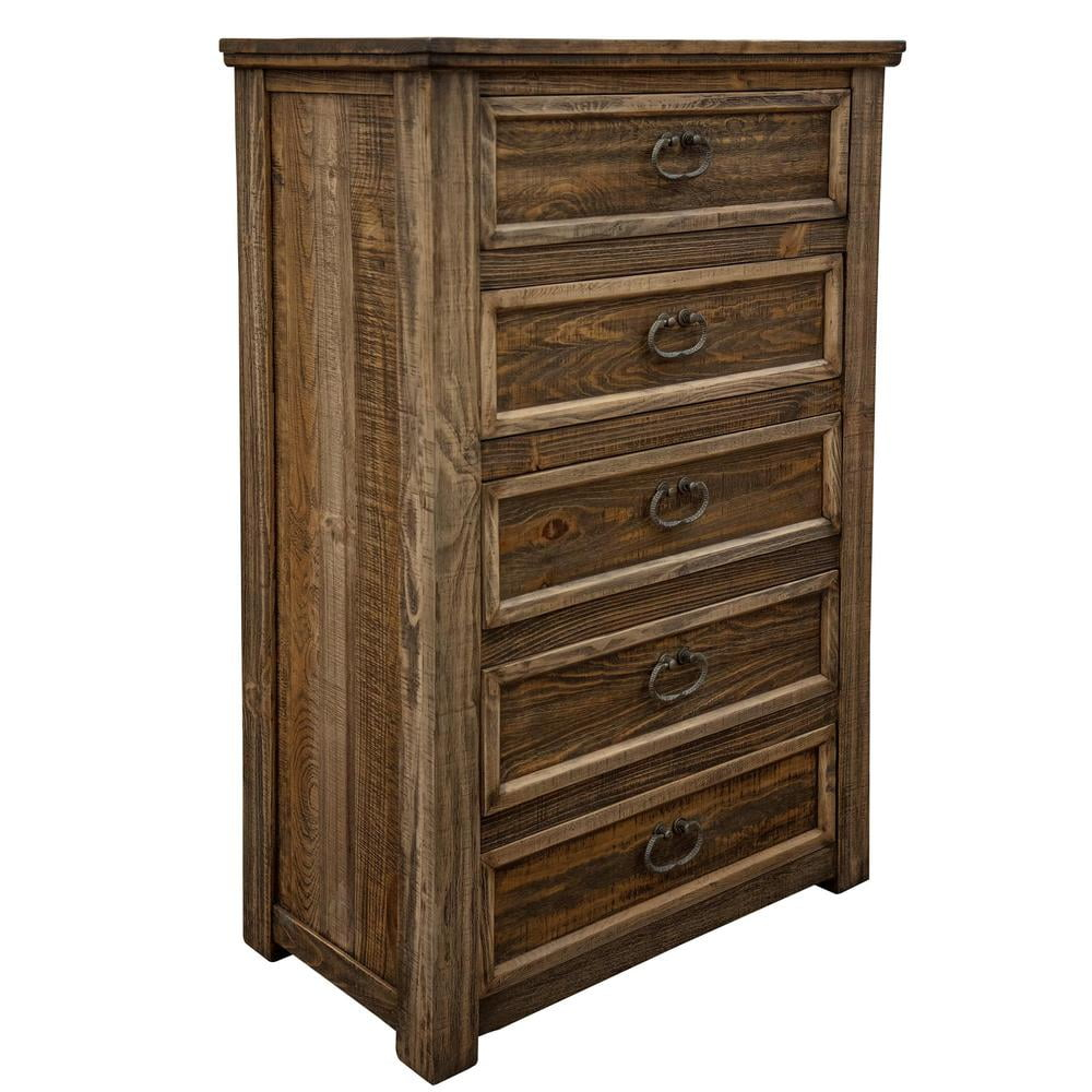 Homeroots 32" Brown Solid Wood Five Drawer Chest - Walmart.com in How vintage storage pieces define home aesthetics