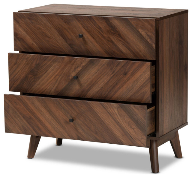 Hugo Mid-Century 3-Drawer Chest, Walnut Brown - Midcentury - Accent ... with regard to Understanding the Craftsmanship Behind Hugo's Walnut Brown Chest