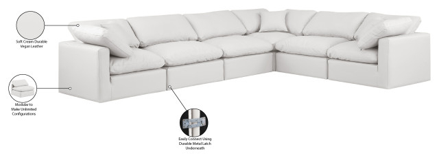 Indulge Upholstered Modular L-Shaped Sectional, 6-Piece: 3 Armless ... within Designing with the Indulge Sofa Practical Tips for Your Black Vegan Leather Piece
