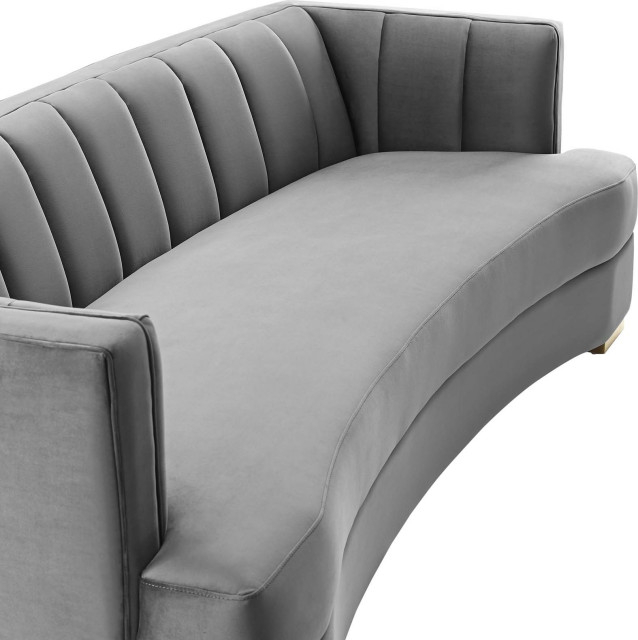 Ingmar Channel Curved Sofa - Contemporary - Sofas - By Hedgeapple | Houzz intended for Ingmar Channel Curved Sofa - Gray