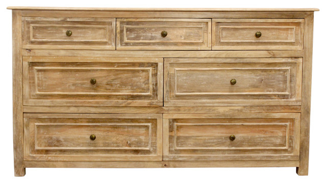 Jenna 7-Drawer Solid Wood Dresser, Natural Finish - Rustic - Dressers ... with Jenna 7-Drawer Solid Wood Dresser, Natural Finish