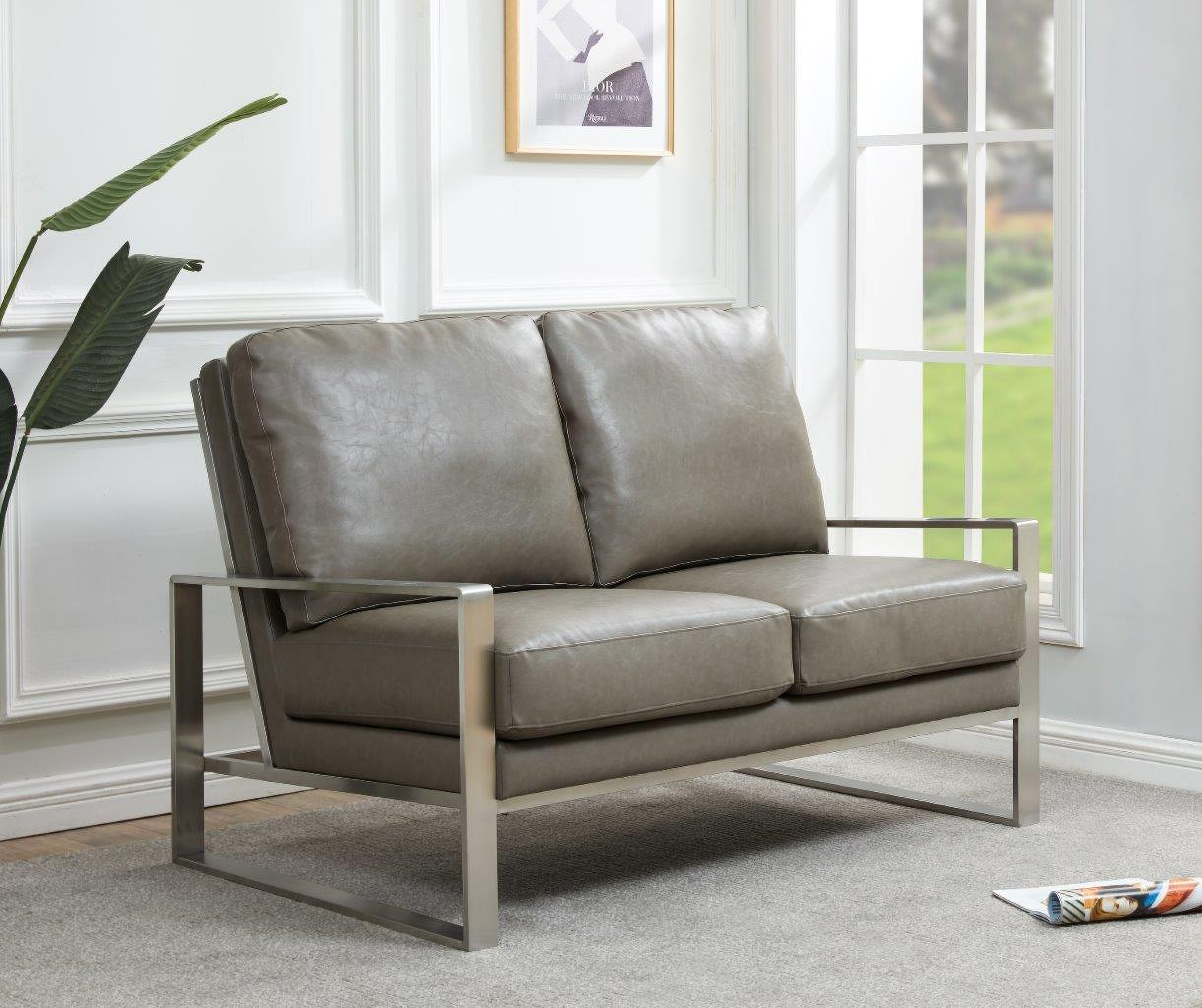 Leisuremod Jefferson Contemporary Modern Faux Leather Loveseat With ... with Leisuremod Jefferson Contemporary Modern Faux Leather Loveseat
