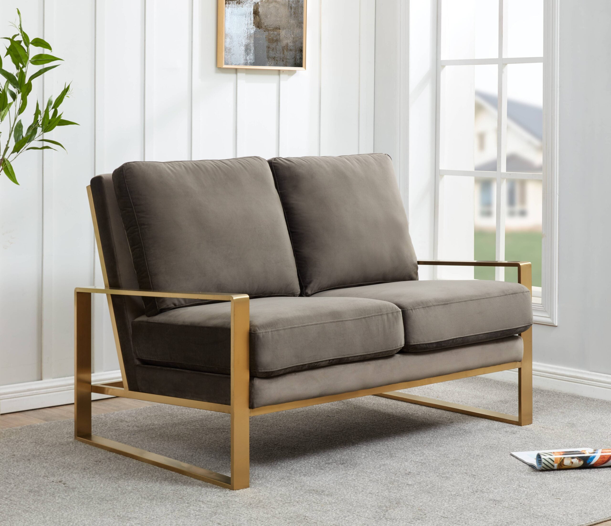 Leisuremod Jefferson Modern Velvet Loveseat With Gold Frame ... with How Velvet Textures Transform the Aesthetic of Contemporary Furniture Design