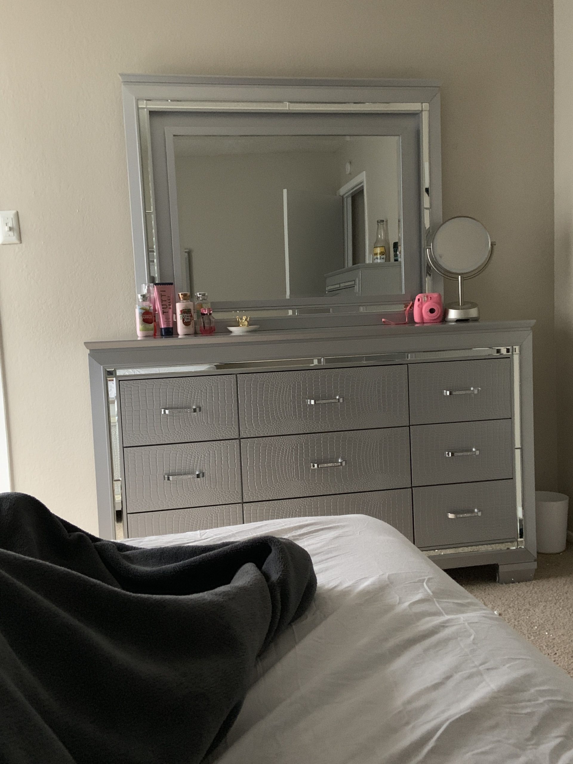 Light Grey Dresser With Diamond Handles with Designing with Cortland Dresser and Mirror in Light Steel Gray for Maximum Impact