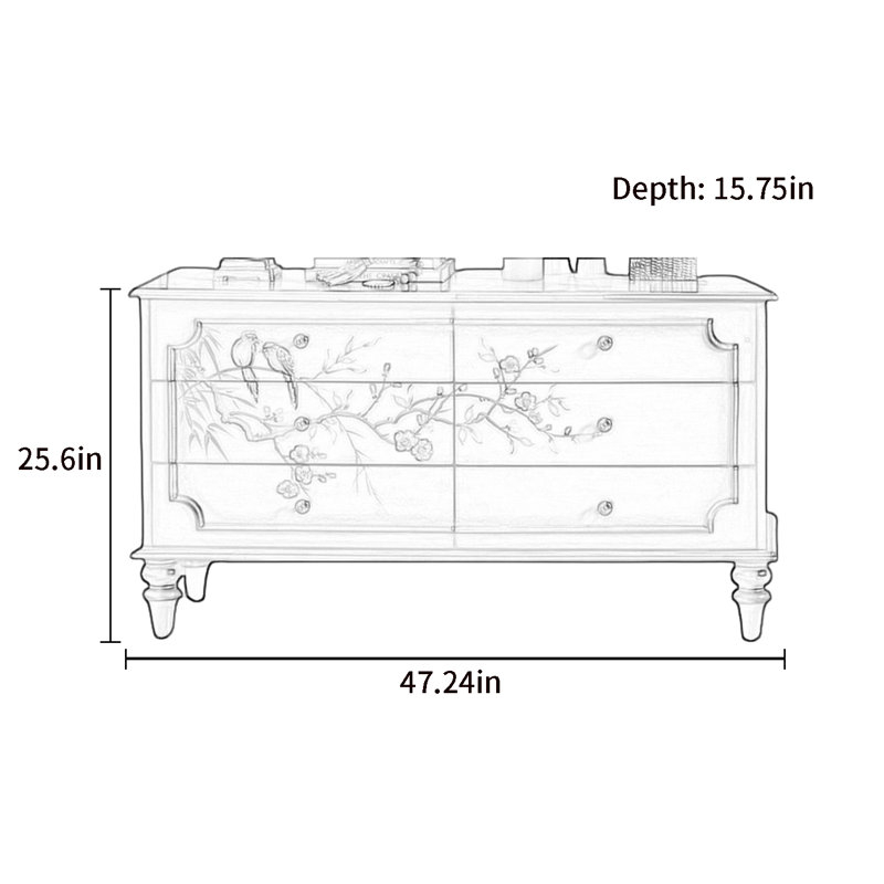 Liu's Ink Furniture Hand-Painted Rustic 6-Drawer Accent Chest | Wayfair intended for How to choose the right Locher 6 Drawer Accent Chest for your living space