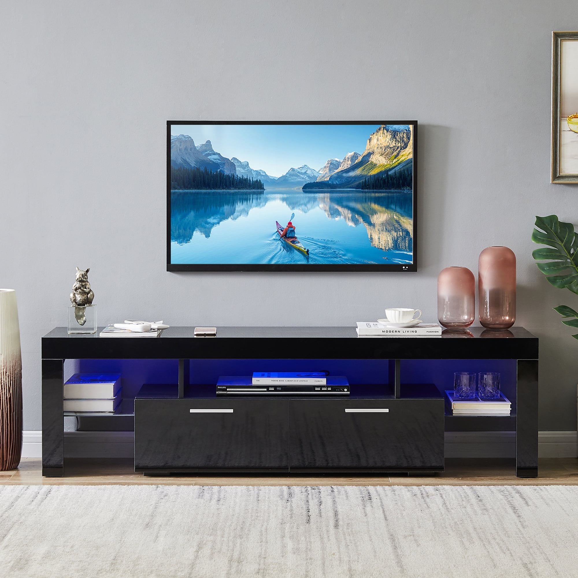 Living Room Television Stands | Cabinets Matttroy with regard to Edinburgh Tv Stand For Tvs Up To 50" With Cabinet, 3 Shelves, And 5 Legs, Black