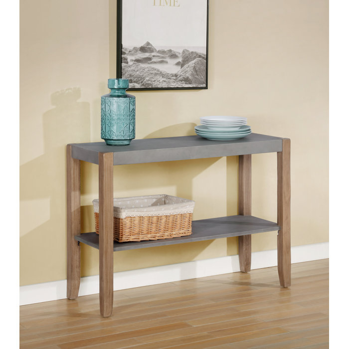 Loon Peak® Aston 40" Wide Rustic Industrial Solid Wood Faux Concrete ... throughout Stockbridge 36"L Wood Sofa/Tv Console, Drawer