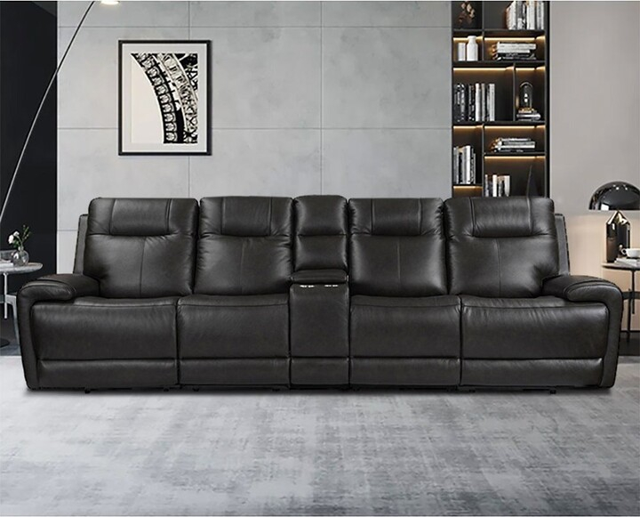 Ly & S Collection 4 Seat Recliner Sofa Top Grain Leather Power Reclining Sofa With Storage ... with regard to Darlene Reclining Sofa Collection, Sofa