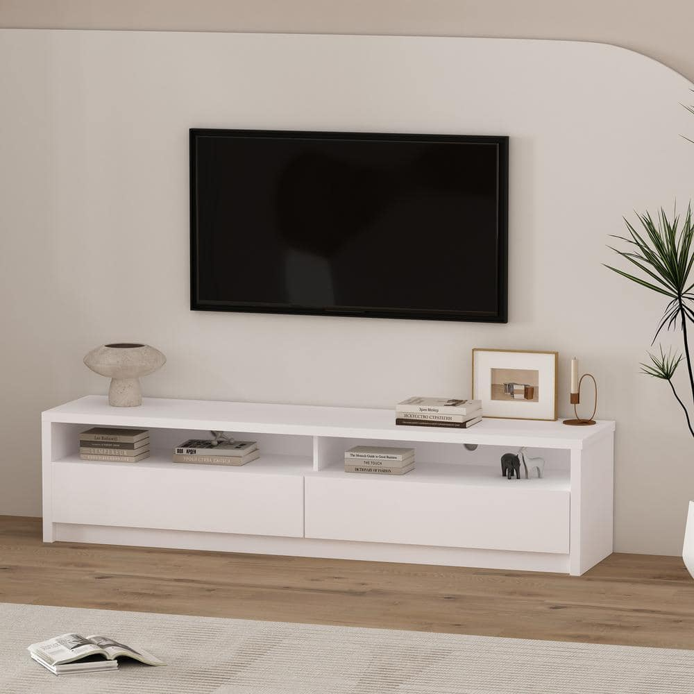 Manhattan Comfort Duncan Contemporary White Tv Stand Fits Tv's Up To 65 ... regarding A Deep Dive into the Design and Functionality of the Duncan 70" TV Stand