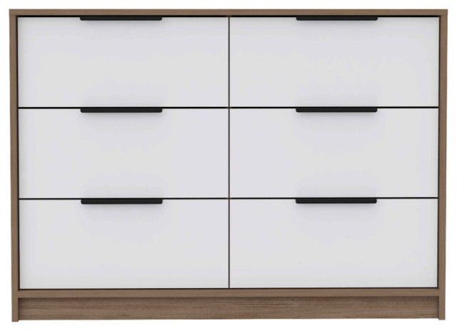 Marion Slide And Pull Dresser, 6 Drawers - Transitional - Dressers - By ... in Marion Slide And Pull Dresser, With 6 Drawers White/Pine Color