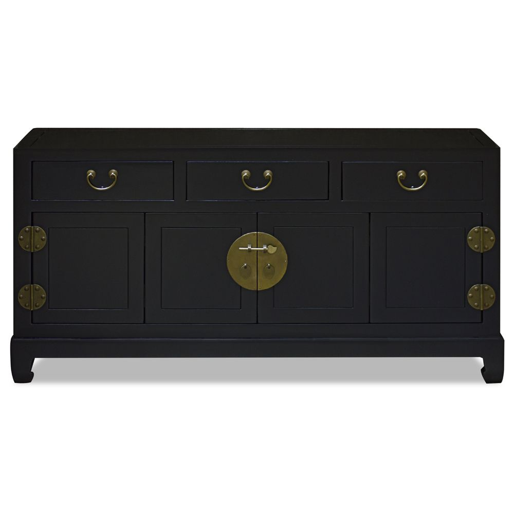 Matte Black Elmwood Bi-Fold Door Chinese Ming Media Cabinet | Media ... in Craftsmanship and Style Matte Black Elmwood Bi-Fold Doors Explained