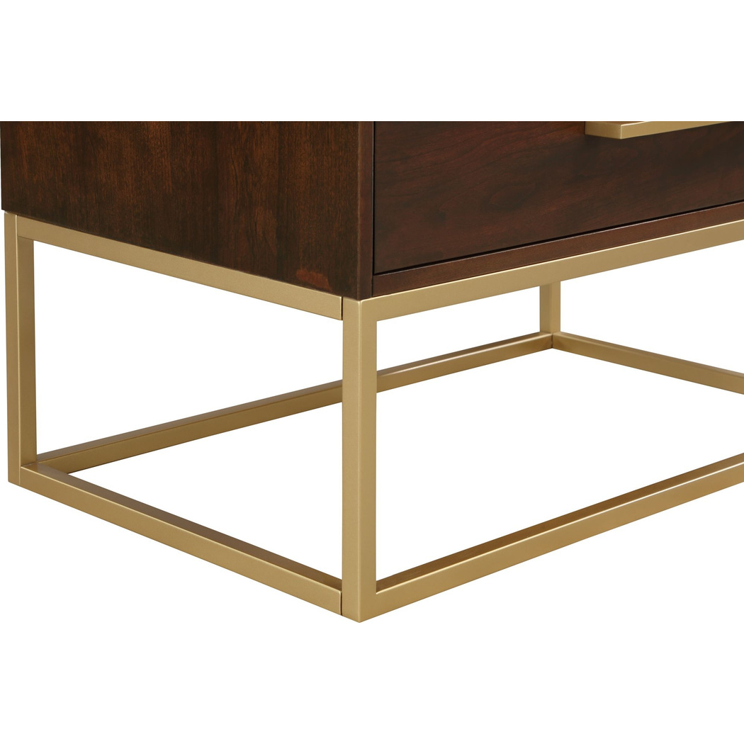 Maxine 5-Drawer Wood Chest With Brushed Gold Metal Legs & Handles By ... with regard to Maxine Wood Chest With Durable Brushed Gold Metal Base, Dark Cherry Finish
