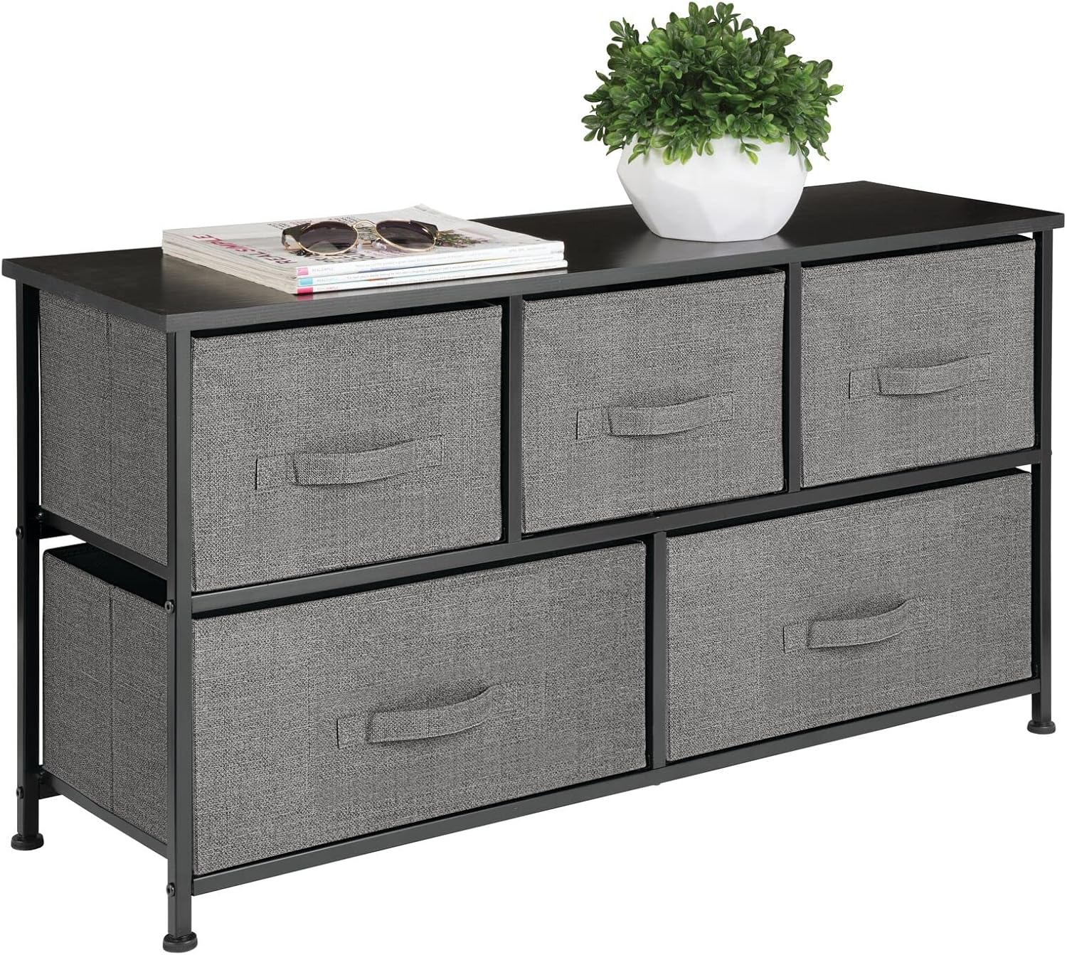 Mdesign Extra Wide Dresser Storage Tower - Sturdy Steel Frame, Wood Top ... for How to choose the right dresser with pull-out bins