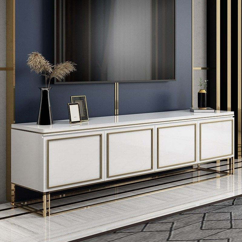 Medally Modern White Tv Stand With Drawer Gold Media Console For Tvs Up ... with Ellice 71" Tv Stand Media Console White