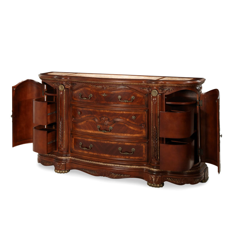 Michael Amini Cortina Honey Walnut 5 - Drawer Dresser & Reviews | Wayfair for Cortina, Dresser, Honey Walnut