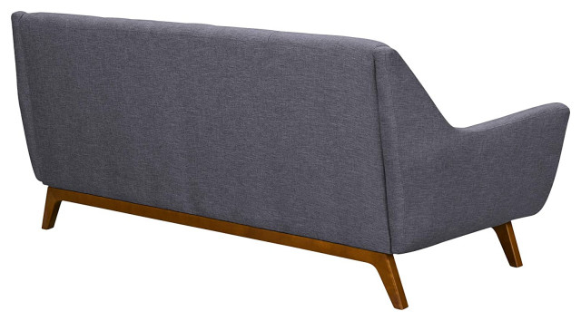 Mid Century Sofa, Champagne Finished Legs With Dark Grey Seat & Tufted ... for Dark Grey Mid Century Sofa With Champagne Legs And Tufted Backrest