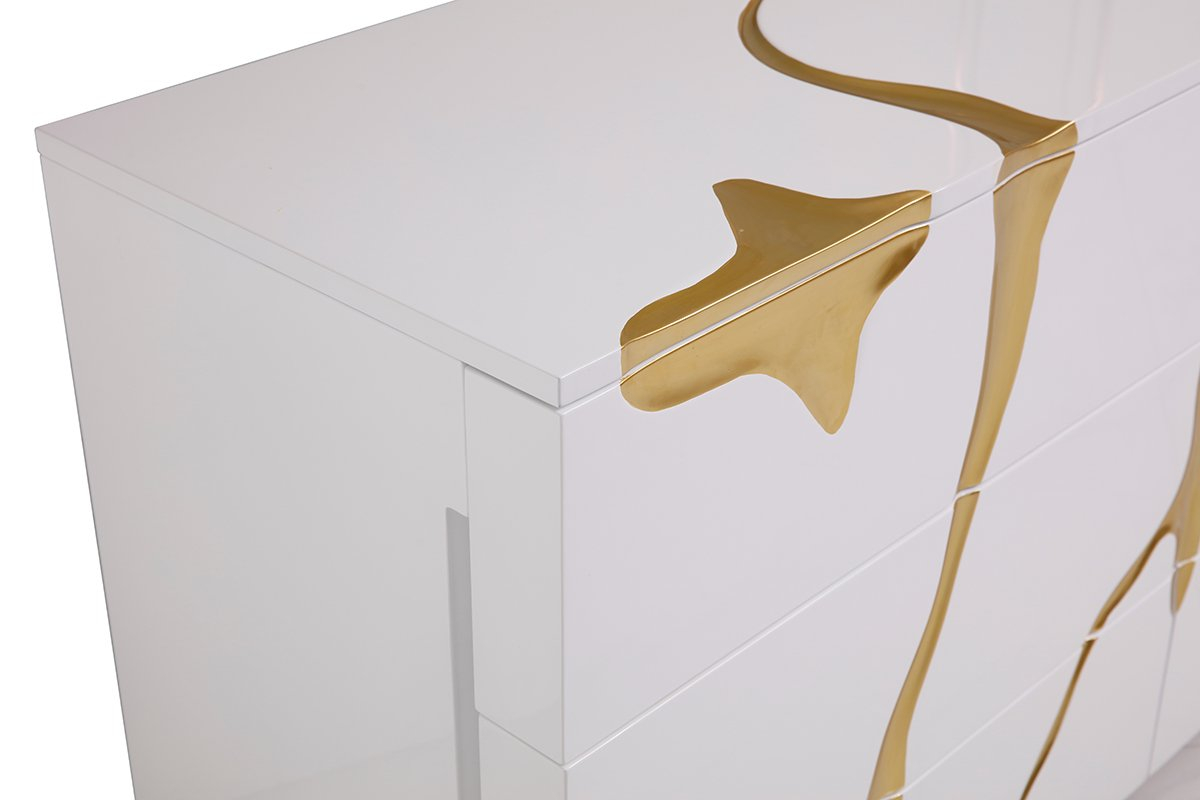 Modrest Aspen Modern White & Gold Dresser | Atlas Furniture Imports in