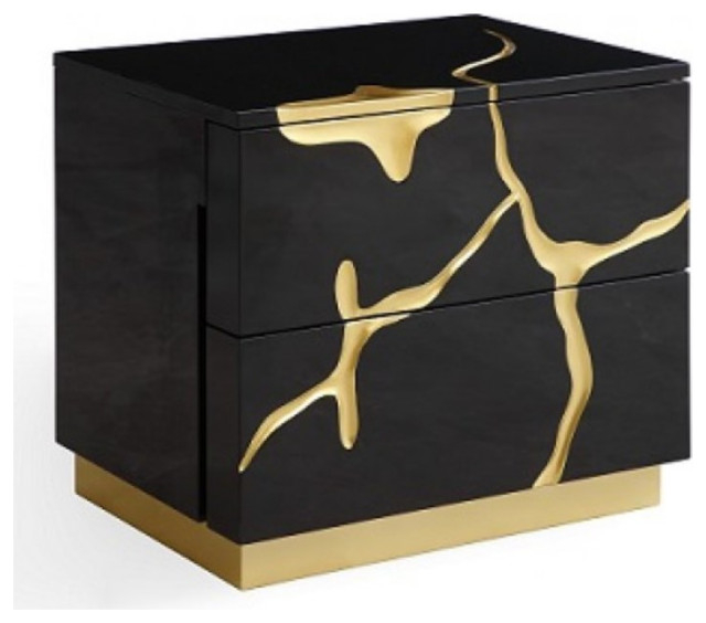Modrest Aspen Modern Wide Black And Gold Nightstand - Contemporary ... regarding Modrest Aspen Modern Wide Black And Gold Dresser