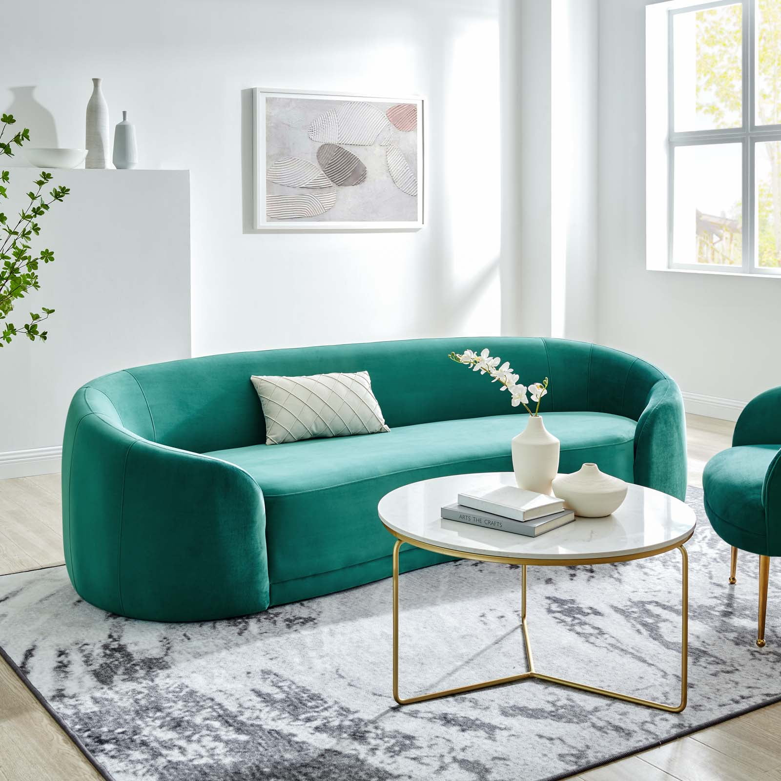 Modway Contessa Performance Velvet Sofa In Teal - Walmart.com intended for A Closer Look at the Modway Contessa Modern Sofa in Striking Teal