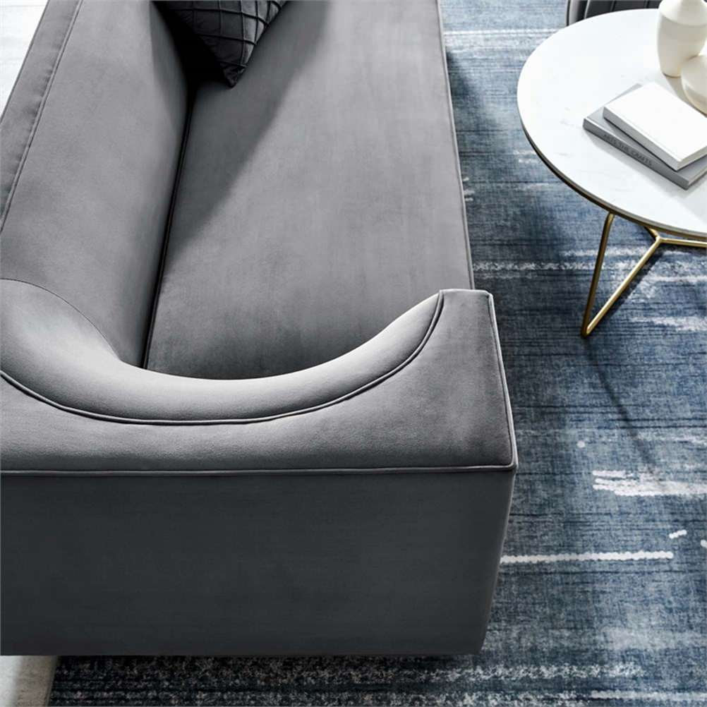 Modway Eminence Modern Performance Velvet Upholstered Sofa In Gray/Gold ... intended for Eminence Upholstered Performance Velvet Sofa