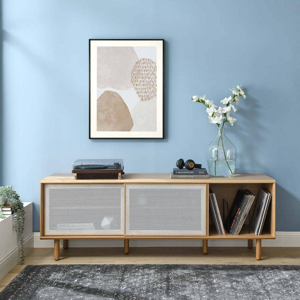 Modway Kurtis 67 In. Tv And Vinyl Record Stand In Oak Eei-6236-Oak ... with Kurtis 67" Tv And Vinyl Record Stand, Charcoal