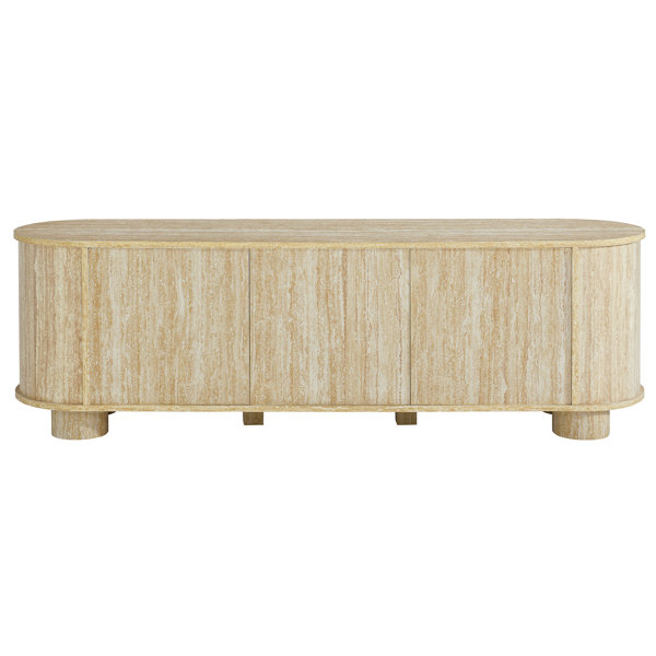 Modway Overture 63” Oval Faux Travertine Tv Stand In Travertine | Wayfair throughout Hollis 59" Travertine Tv Stand, Travertine