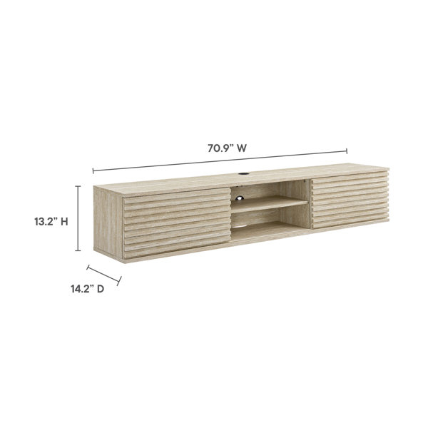 Modway Render 70" Faux Travertine Wall-Mount Media Console Tv Stand In ... intended for Choosing the right travertine tv stand to complement your home decor style