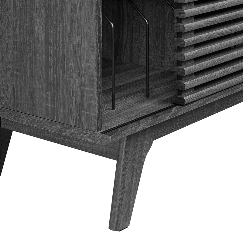 Modway Render Wood & Vinyl Record Display Stand With Sliding Door In ... in Understanding the Kurtis 67 inch TV and Vinyl Record Stand in Charcoal Finish