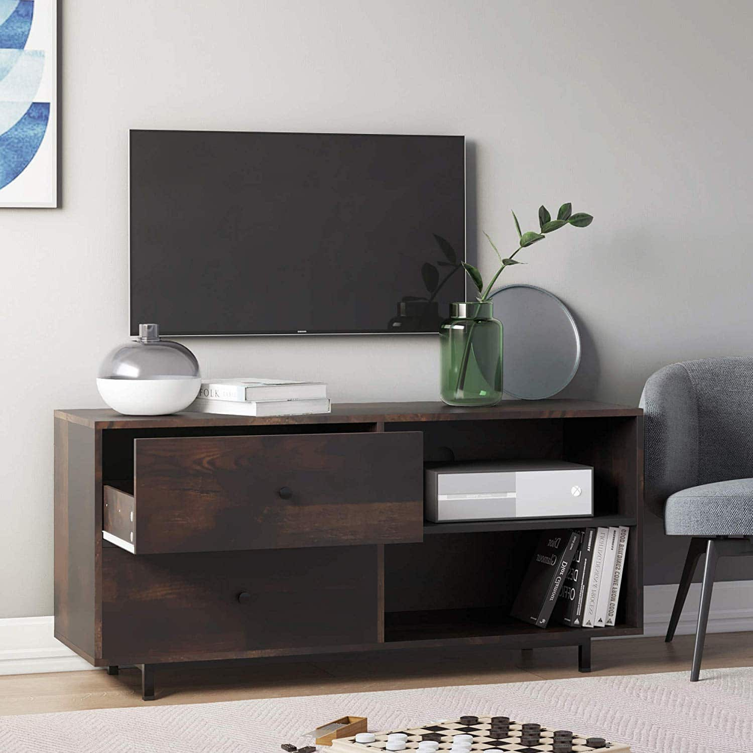 Nathan James 79902 Tora Tv Stand Media Wooden Console Oak Finished ... inside Comparing engineered wood vs solid wood for home entertainment centers