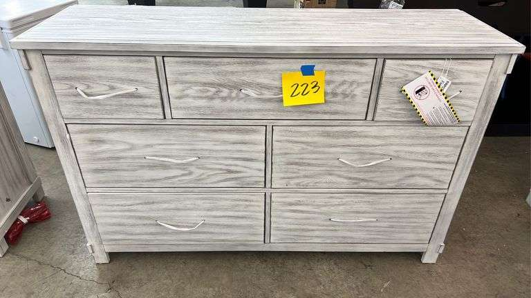 New 7 Drawer Dresser - White Wash - Earl's Auction Company for Hikaru Dresser, White Wash