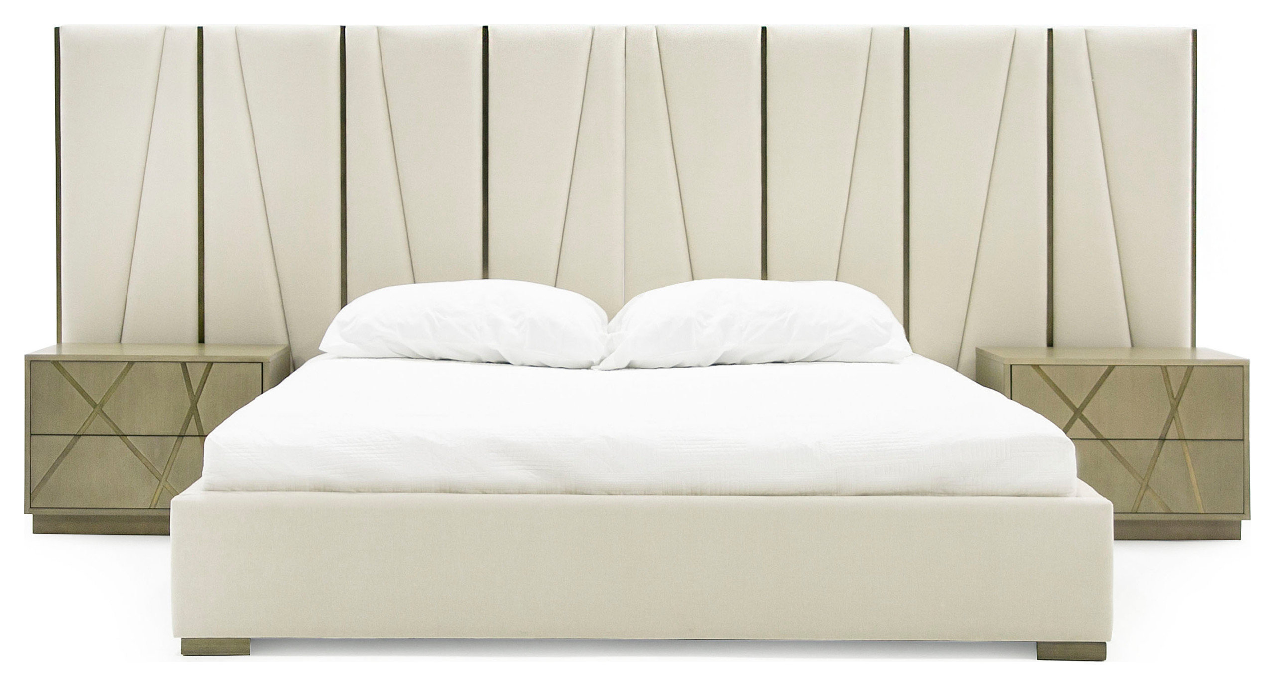 Nixa Modern Beige Velvet, Brushed Bronze Bed, Birch Nightstands ... regarding The Art of Choosing the Right Wide Birch Dresser for Your Space