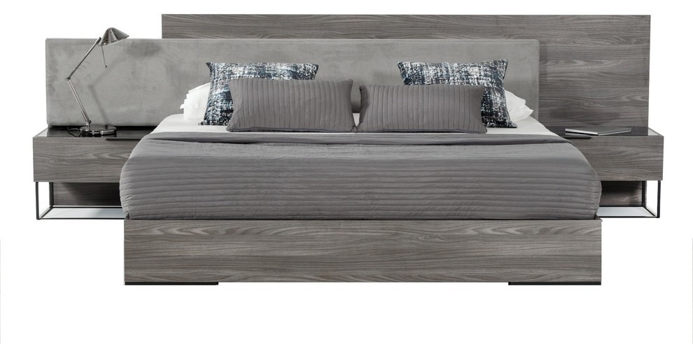 Nova Domus Enzo Italian Modern Gray Walnut And Fabric Bed ... within Modern Living Spaces and the Role of Statement Furniture Pieces