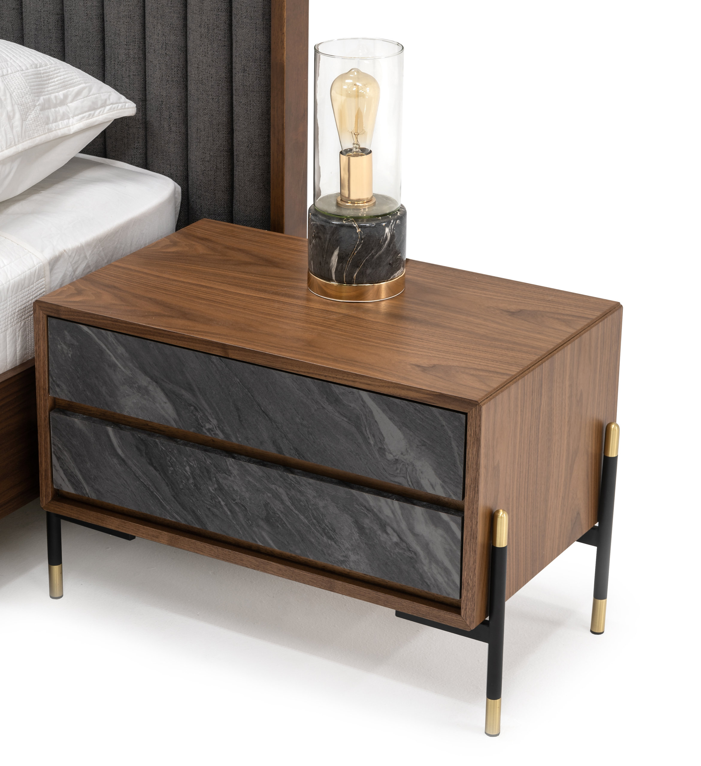 Nova Domus Metcalf Mid-Century Walnut And Gray Bedroom Set, Queen ... within Nova Domus Metcalf Mid-Century Walnut And Gray Dresser